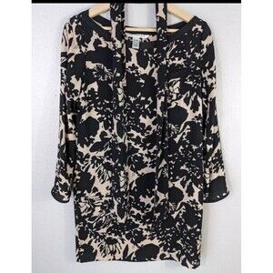 DVN Diane Von Furstenberg Tunic Dress Sz 4 100% Silk Floral Tie Contemporary Mb‌
